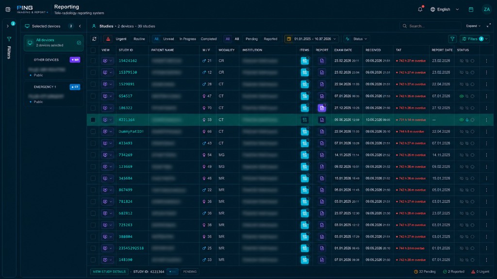 PING DICOM teleradiology reporting worklist
